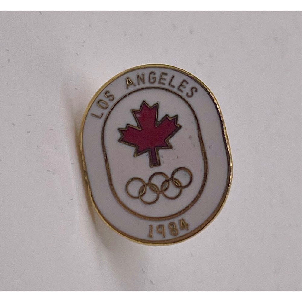 Vintage 1984 Los Angeles Olympics Canada Team Enamel Lapel Pin Gold Tone Oval